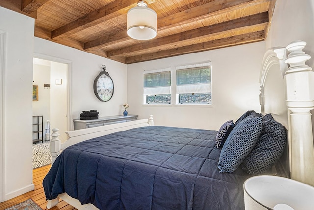147 Hester Gap Rd, Cleveland, GA 30528 - bedroom with wooden ceiling with exposed beams and wood finished floors