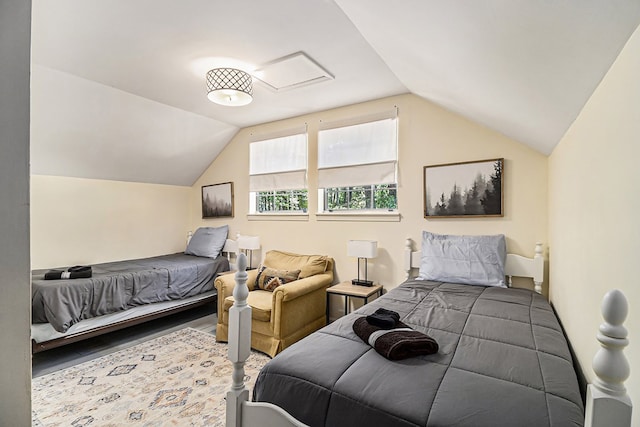 147 Hester Gap Rd, Cleveland, GA 30528 - bedroom featuring vaulted ceiling and wood finished floors