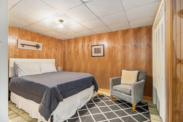 147 Hester Gap Rd, Cleveland, GA 30528 - bedroom with wood walls and a drop ceiling