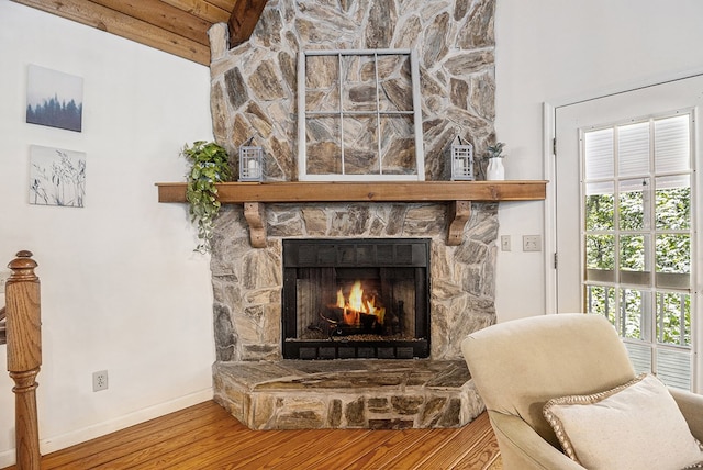 147 Hester Gap Rd, Cleveland, GA 30528 - detailed view of wood finished floors, a fireplace, and baseboards