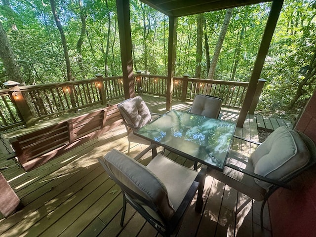 135 Tomahawk Trl, Blue Ridge, GA 30513 - wooden terrace featuring outdoor dining space