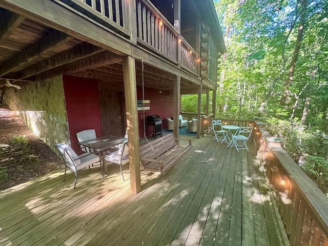 135 Tomahawk Trl, Blue Ridge, GA 30513 - deck with outdoor dining space and grilling area