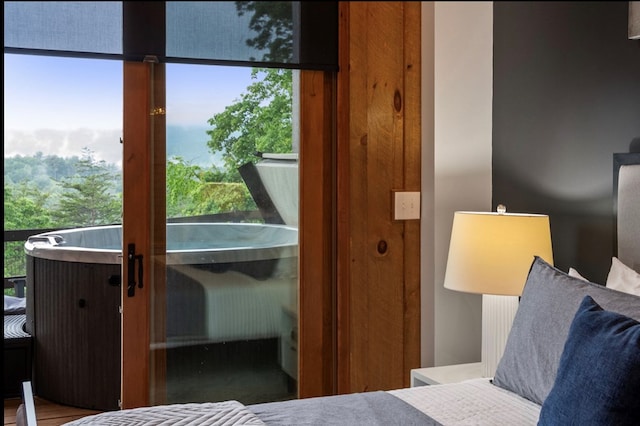 bedroom with wood-type flooring