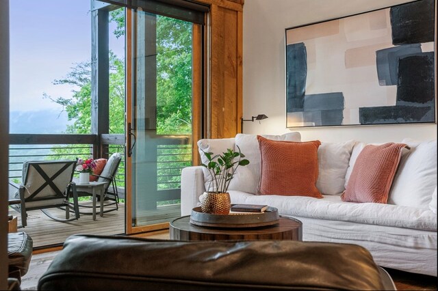 living room with wood-type flooring