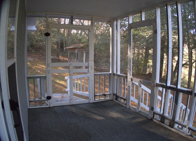 view of unfurnished sunroom