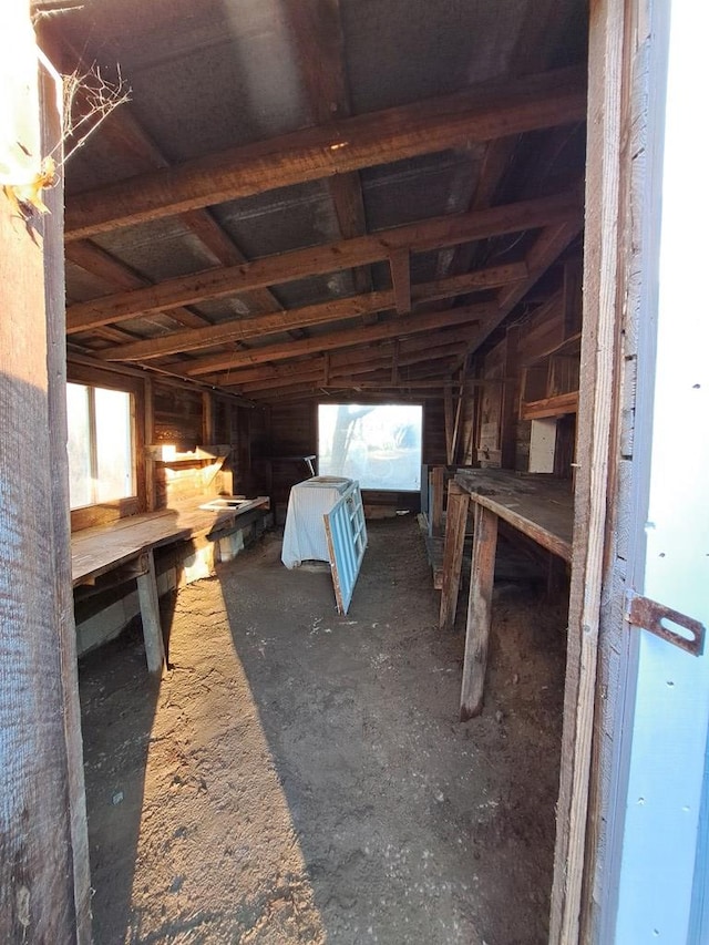 view of unfinished attic