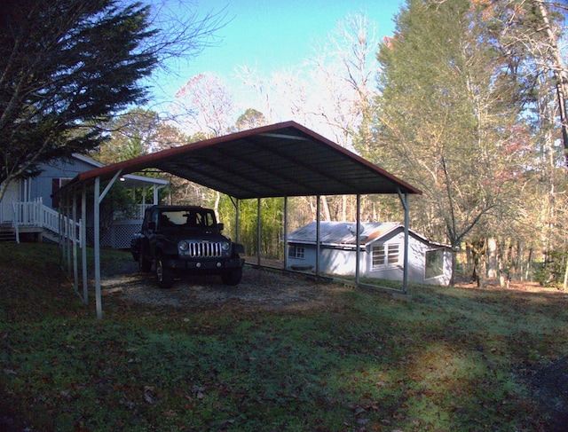 exterior space featuring a carport