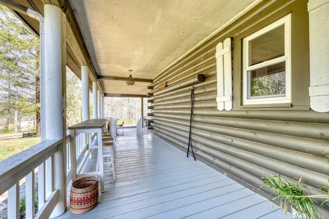 wooden deck with covered porch