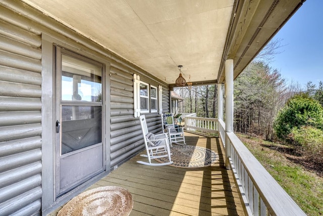 deck with covered porch