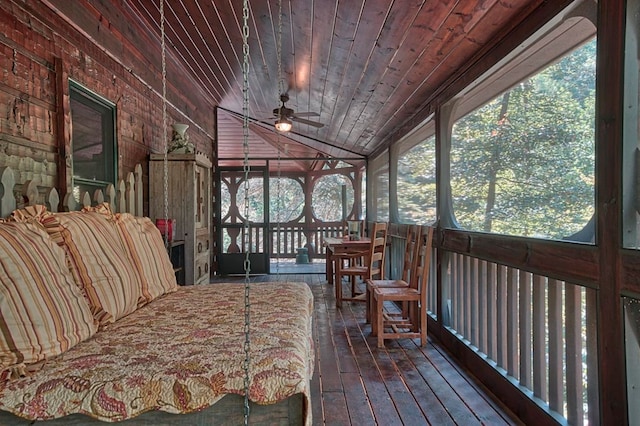 wooden deck with ceiling fan