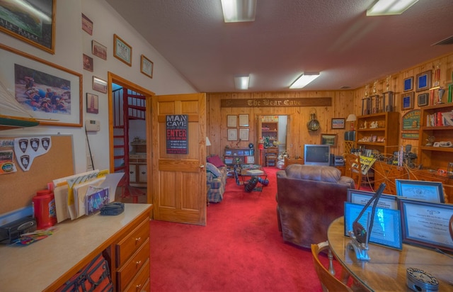 641/638 Timberwood Hills Rd, Murphy, NC 28906 - carpeted office space featuring a textured ceiling and wooden walls