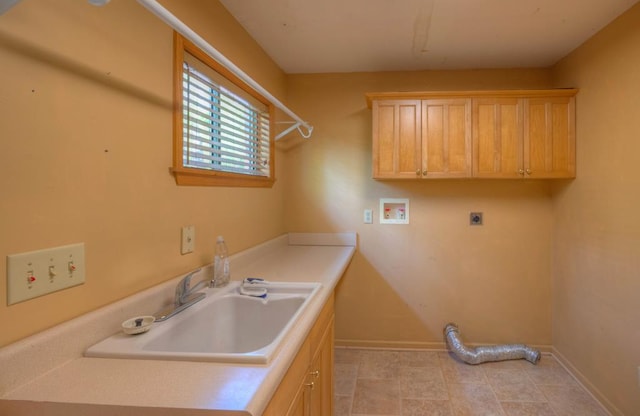 641/638 Timberwood Hills Rd, Murphy, NC 28906 - laundry room featuring a sink, cabinet space, electric dryer hookup, washer hookup, and baseboards
