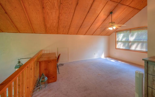 641/638 Timberwood Hills Rd, Murphy, NC 28906 - additional living space with a ceiling fan, carpet, wood ceiling, and lofted ceiling