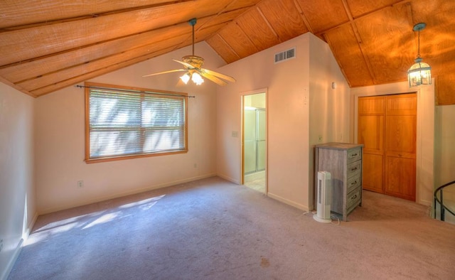 641/638 Timberwood Hills Rd, Murphy, NC 28906 - bonus room featuring light colored carpet, visible vents, vaulted ceiling, ceiling fan, and baseboards