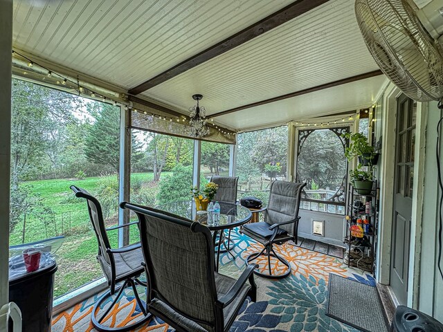 390 Pinebark Ln, Murphy, NC 28906 - sunroom with a chandelier, outdoor dining space, and healthy amount of natural light