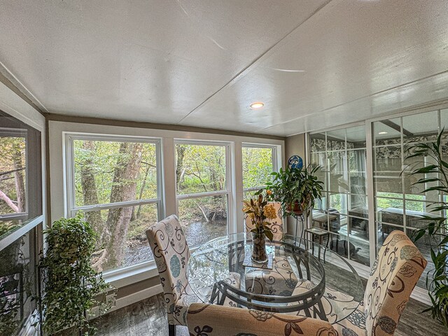 390 Pinebark Ln, Murphy, NC 28906 - sunroom / solarium with plenty of natural light, wood finished floors, and recessed lighting