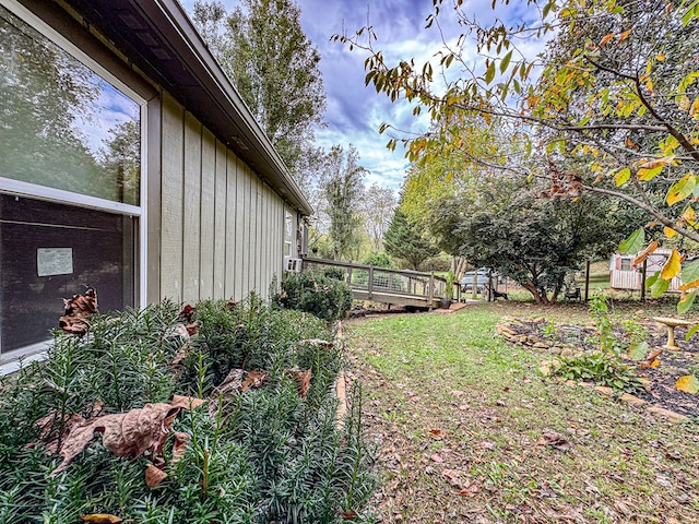 390 Pinebark Ln, Murphy, NC 28906 - view of green lawn with a wooden deck