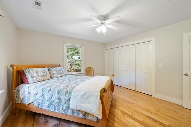 76 Misty River Ln, Hayesville, NC 28904 - bedroom featuring light wood-type flooring, a closet, and ceiling fan