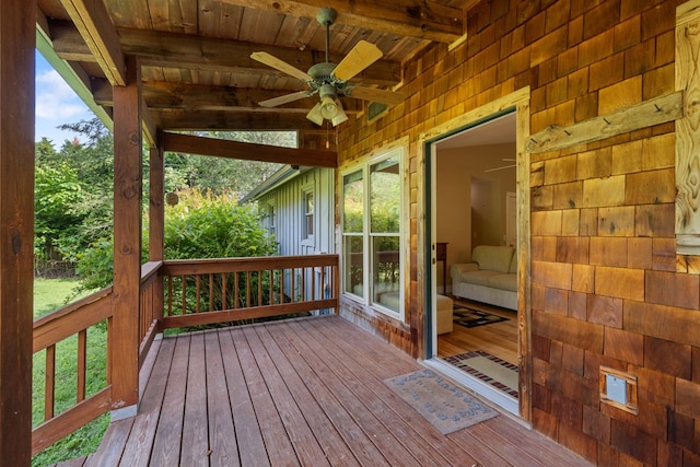 76 Misty River Ln, Hayesville, NC 28904 - wooden terrace with a ceiling fan