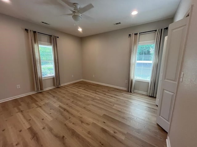28 Arlington St, Hayesville, NC 28904 - empty room featuring ceiling fan, light wood-style floors, and recessed lighting
