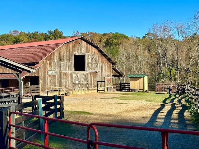 view of play area featuring an outbuilding