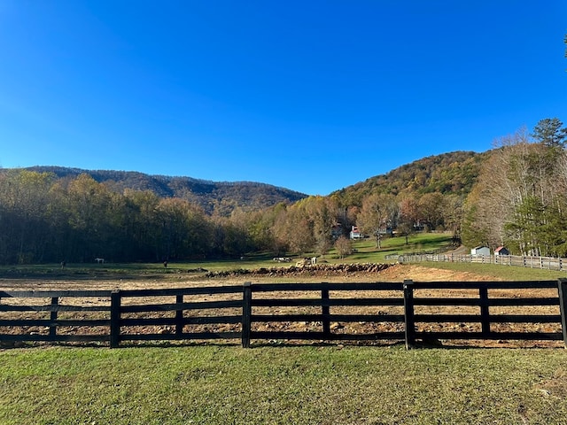 view of mountain feature with a rural view