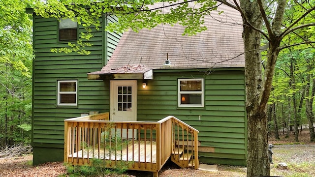 119 Blair Oaks Dr, Blairsville, GA 30512 - rear view of property with a wooden deck and a shingled roof