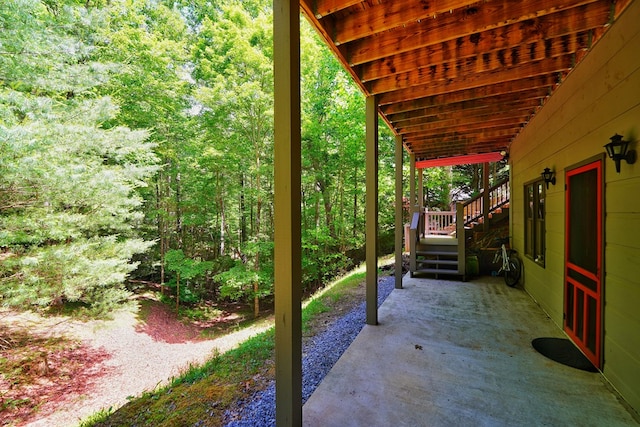 view of patio / terrace with stairs