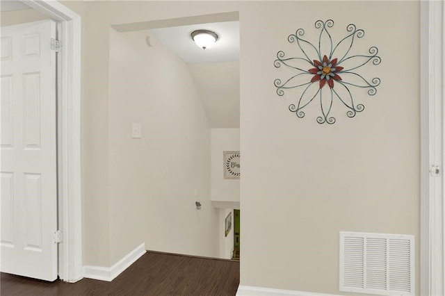 washroom with dark wood-type flooring