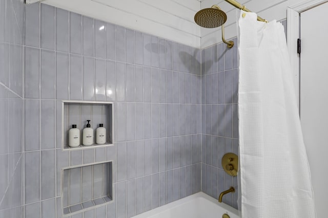 bathroom featuring shower / bath combination with curtain