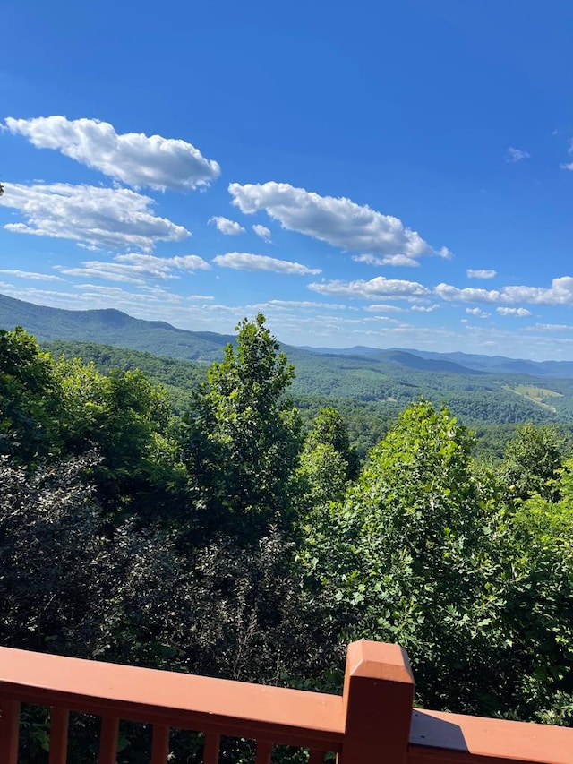 property view of mountains featuring a view of trees