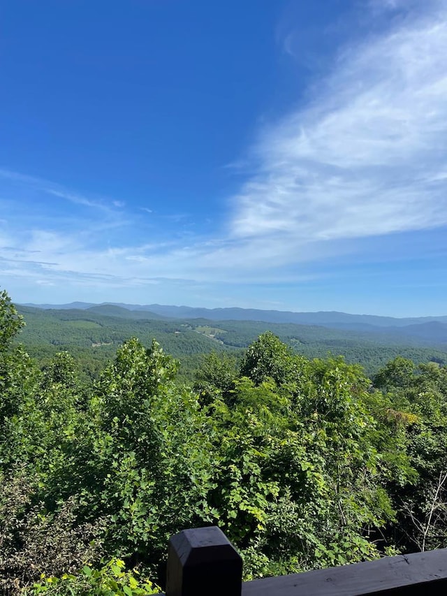 mountain view featuring a view of trees