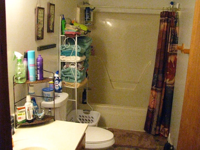 2520 Rd 4748, Hiawassee, GA 30546 - bathroom with shower / bath combo with shower curtain, vanity, and toilet