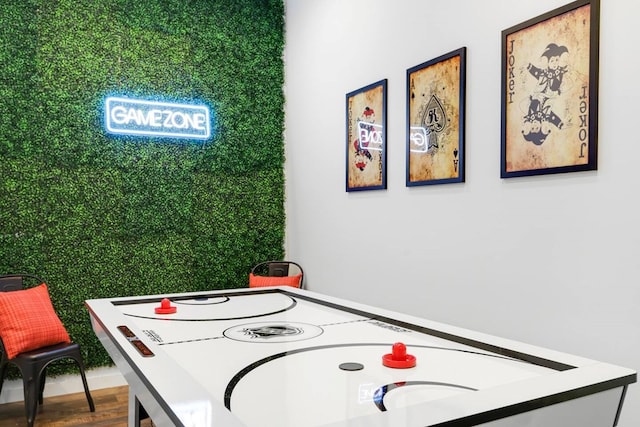 playroom featuring hardwood / wood-style floors