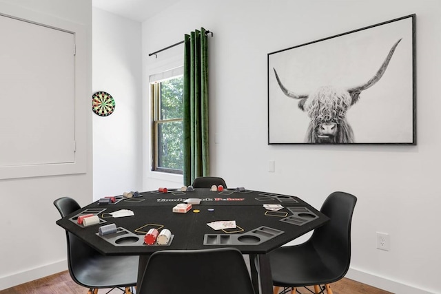 game room with hardwood / wood-style flooring