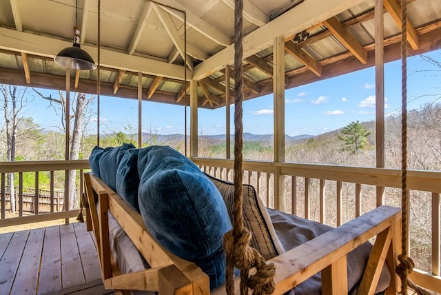 deck featuring a mountain view