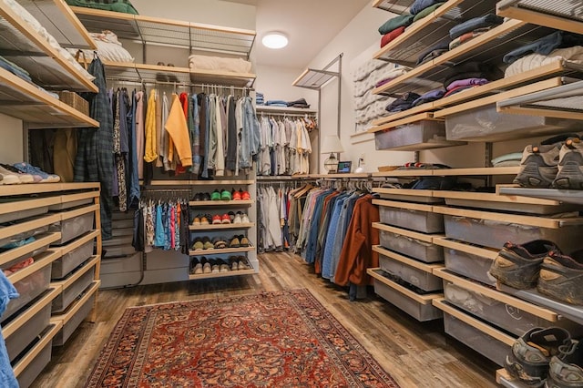 spacious closet with wood finished floors