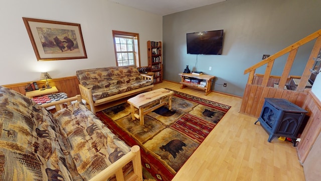 living room with hardwood / wood-style floors