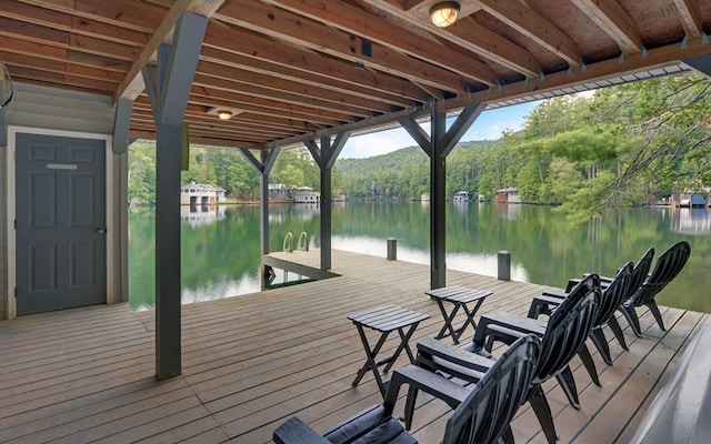 view of dock featuring a water view