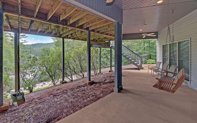 view of patio with ceiling fan