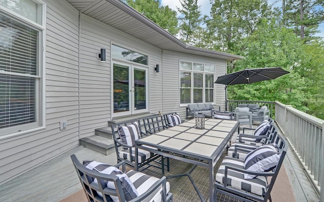 deck featuring an outdoor living space