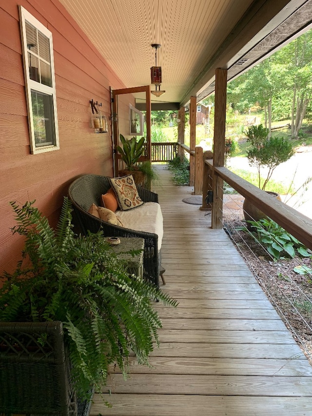 wooden deck with covered porch