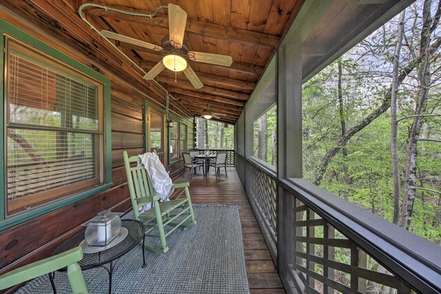 488 Joanne Sisson Rd, Blue Ridge, GA 30513 - unfurnished sunroom featuring a ceiling fan