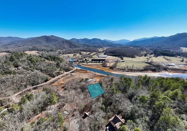 drone / aerial view with a mountain view