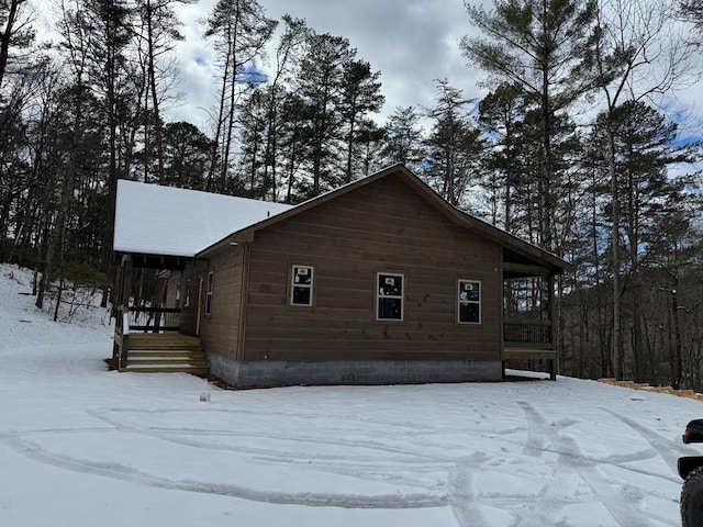 view of snowy exterior