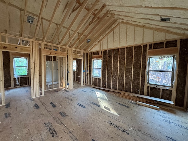 misc room featuring lofted ceiling