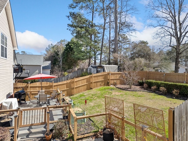 view of yard with a fenced backyard