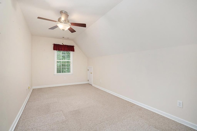 220 Oak Ridge Ln, Ellijay, GA 30536 - additional living space featuring lofted ceiling, carpet floors, and ceiling fan