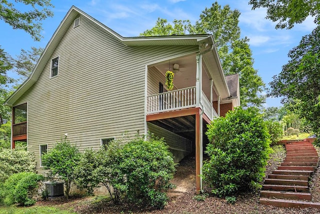 220 Oak Ridge Ln, Ellijay, GA 30536 - view of property exterior featuring stairway and a central air condition unit