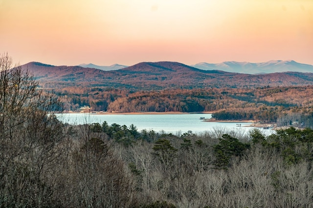 mountain view featuring a water view and a wooded view